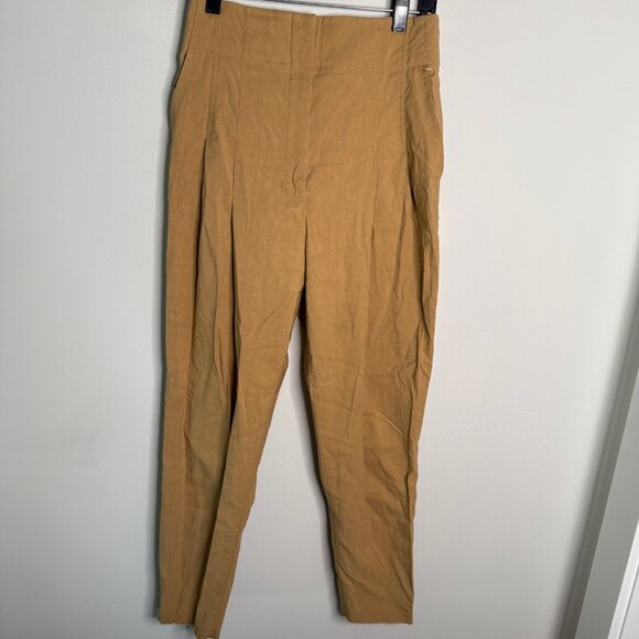 A.L.C. Pants - A.L.C. Womens Tan Linen Blend Straight Leg High Rise Pants Size 4 2PANT00509
